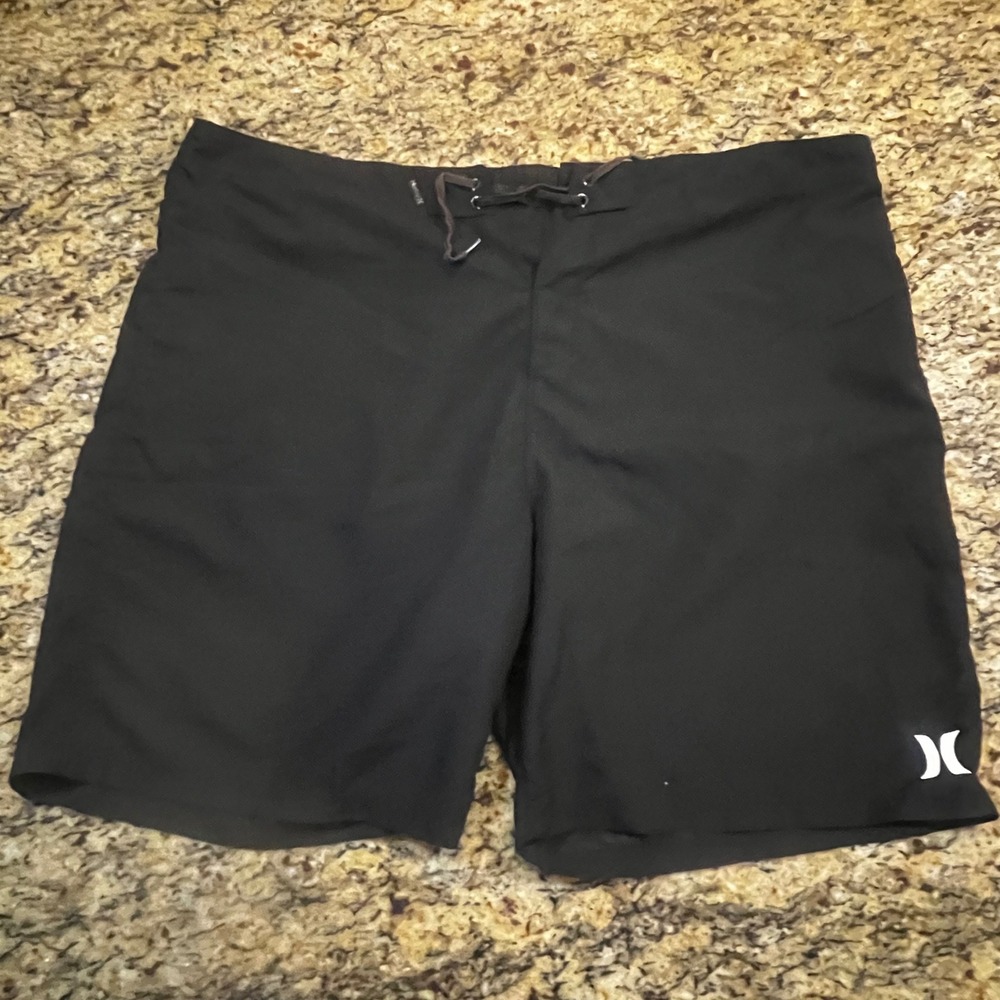 Hurley Mens Black Board Shorts Swim Trunks Size‎ 42 Lace Up Logo Surf Beach